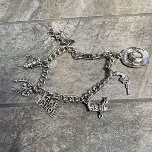Vintage silver tone Lake Tahoe charm bracelet